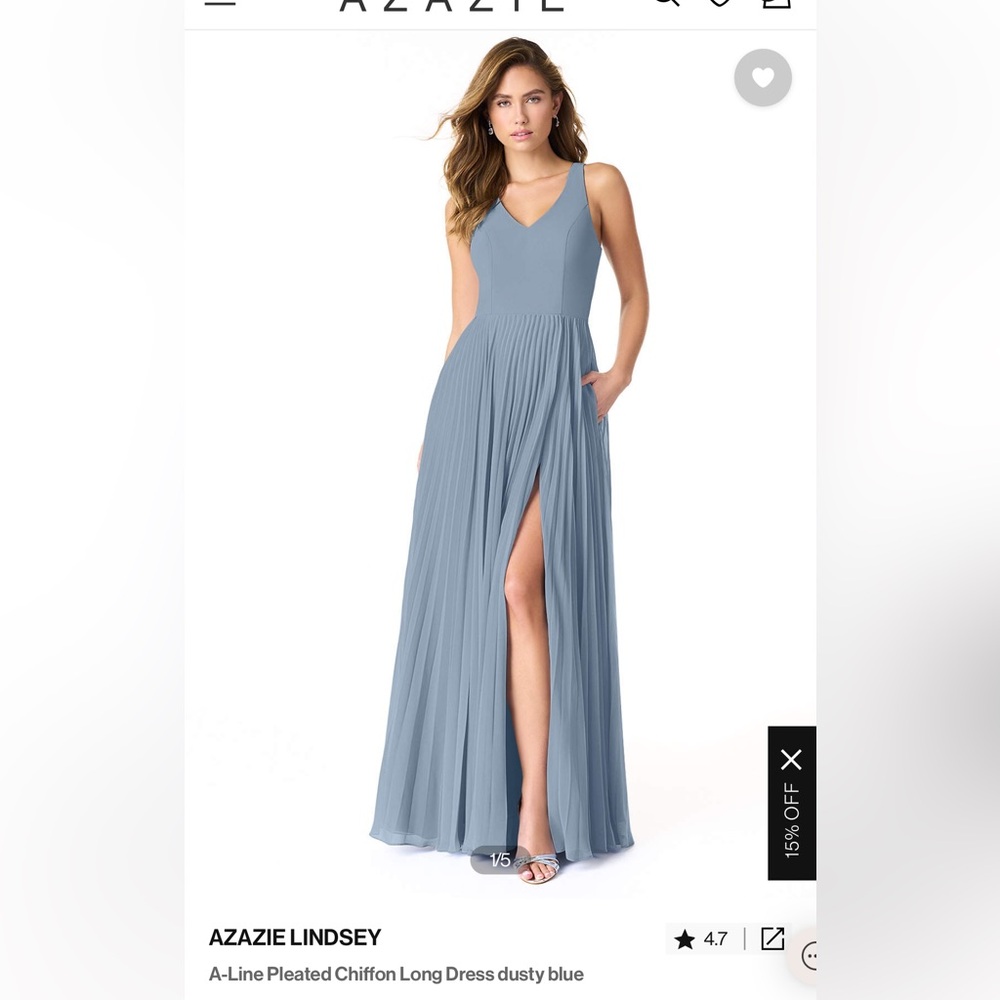 Azazie Lindsey Dusty Blue Bridesmaid Dress